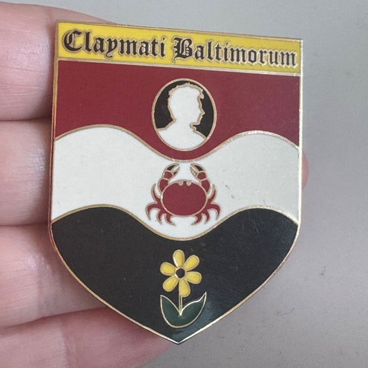 Vintage Claymati Baltimorum Clay Aiken Lapel Pin Crest Shield