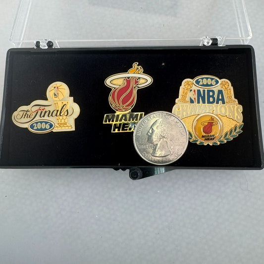 2006 Miami Heat NBA Championship Lapel Pin Set Dwayne Wade Shaquille O'Neal