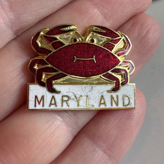 Vintage Maryland Crab Cloisonne Souvenir Tourist Lapel Pin 