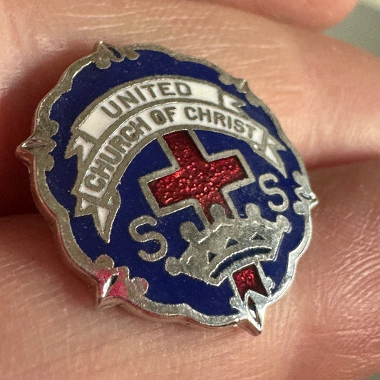 Vintage United Church of Christ Sunday School Cross and Crown Lapel Pin