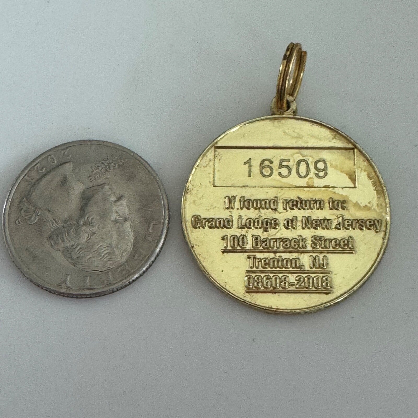 Vintage New Jersey Freemasons A Wise Choice Owl Key Fob Chain Gold Tone