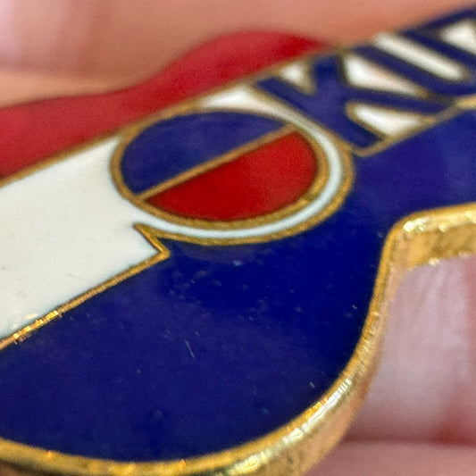 Vintage KUZZ Guitar Red White Blue Enamel Lapel Pin Buck Owens Radio
