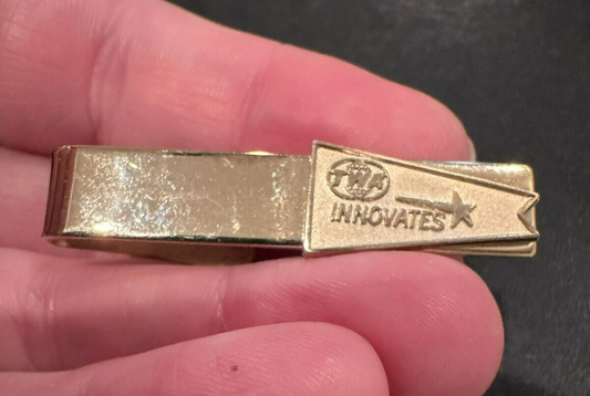 TWA Innovates Tie Clip Tack Gold Tone Vintage