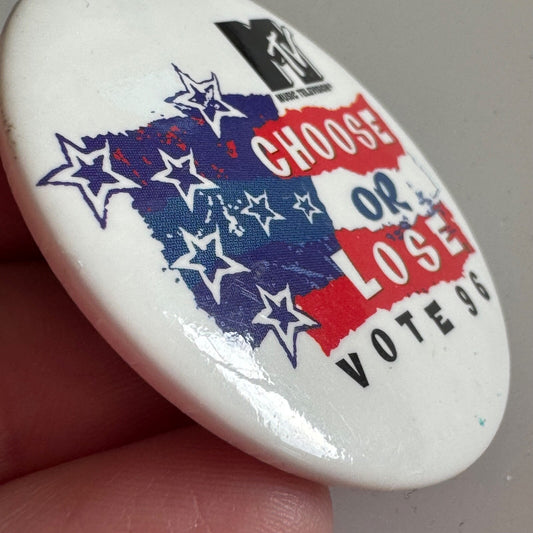 Vintage 1996 MTV Choose or Lose Get Out the Vote Lapel Pin