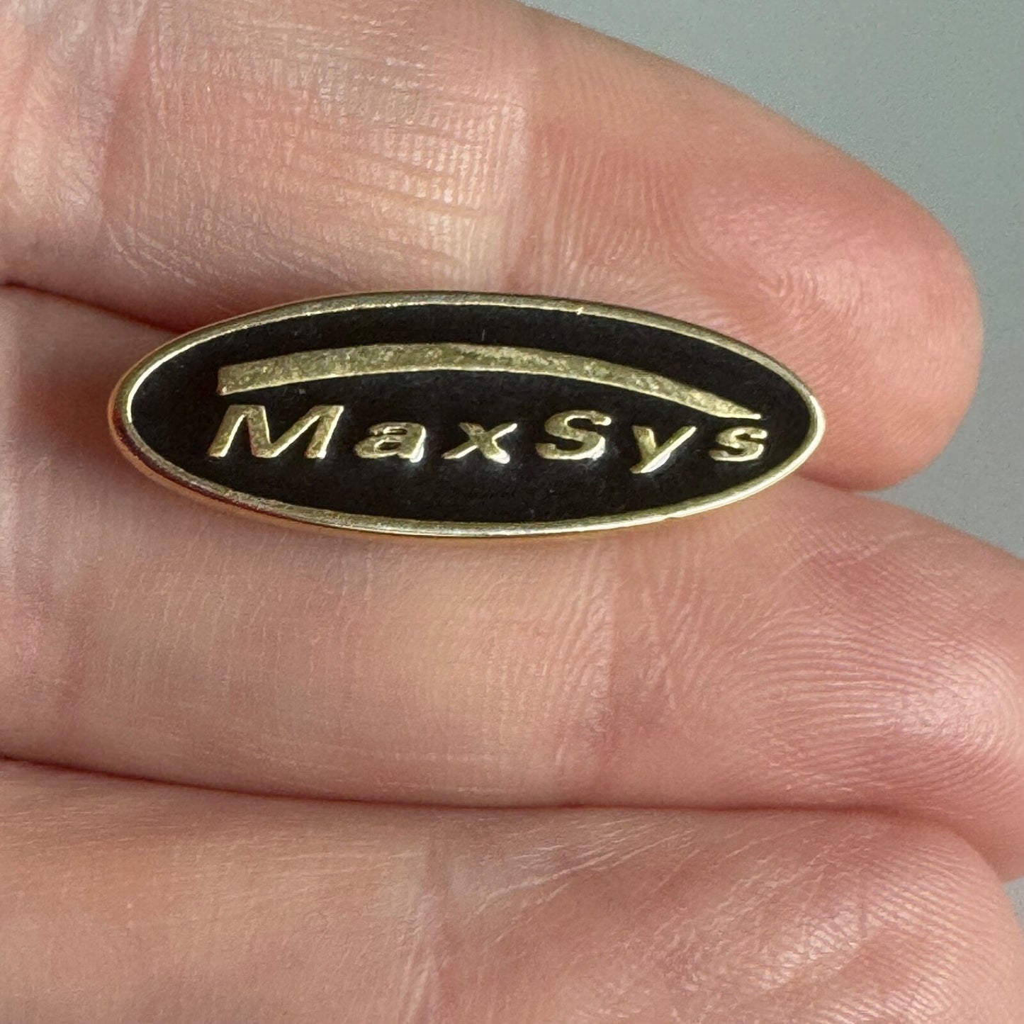MaxSys Staffing Consulting Gold & Black Oval Logo Lapel Pin Employee Award