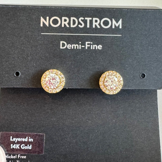 Nordstrom Halo Cubic Zirconia Stud Earrings New On Card Pierced $98