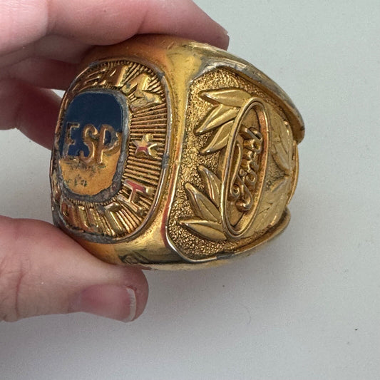 Vintage Oversized Ford Team South ESP Gold Ring Paperweight ? RARE As Is