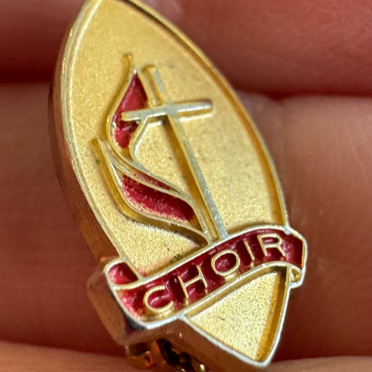 United Methodist Church Choir Member UMC Gold Tone Flame & Cross Pin