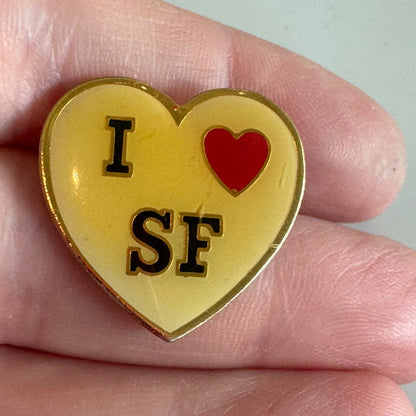 I ❤️ SF San Francisco Heart Shaped Gold Tone Enamel Pin Love