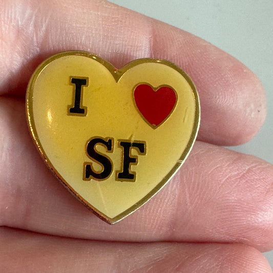 I ❤️ SF San Francisco Heart Shaped Gold Tone Enamel Pin Love