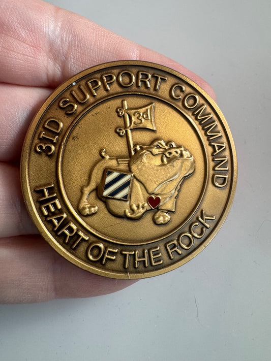 3ID Support Command Heart of the Rock Challenge Coin Outstanding Performance