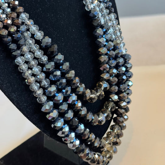 Vintage Joan Rivers 4-Strand Crystal Statement Necklace 24.5"