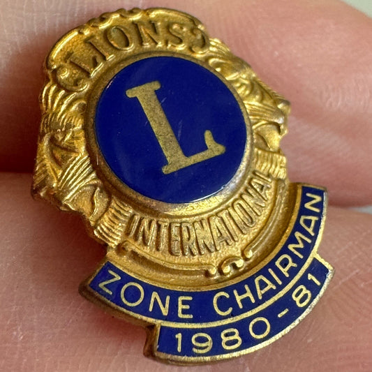 Vintage Lions Club Zone Chairman 1980-81 Lapel Pin