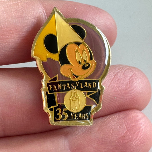 Vintage Fantasyland 35 Years Anniversary Lapel Pin Princess Minnie Mouse