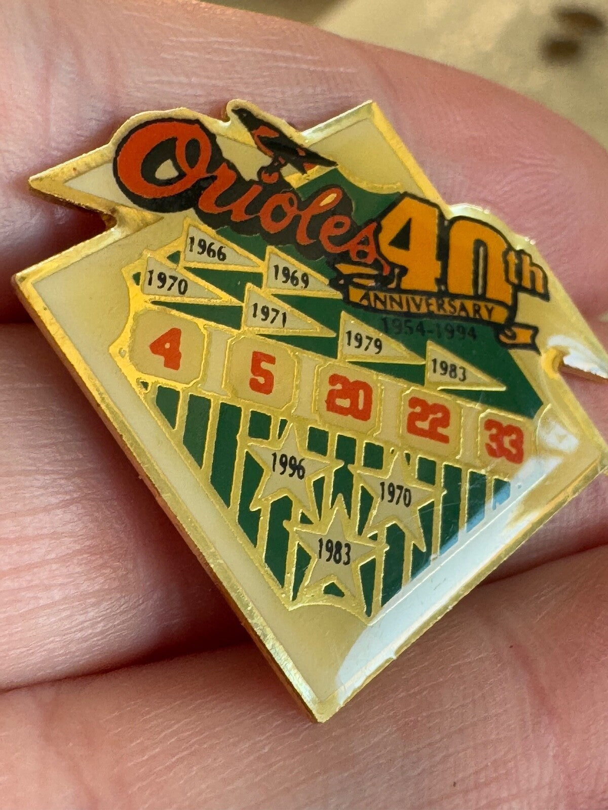 Vintage Orioles 40th Anniversary Lapel Pin 1994 MLB