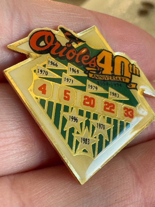 Vintage Orioles 40th Anniversary Lapel Pin 1994 MLB