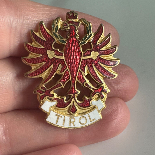 Gorgeous TIROL Austria Cloisonne Lapel Pin Eagle Oktoberfest Souvenir Tourist