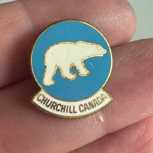 Vintage Churchill Canada Polar Bear Lapel Pin Enamel