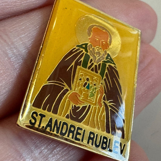 Vintage St. Andrei Rublev Russian Iconography Religious Pin