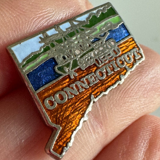 Vintage Connecticut CT State Shaped Souvenir Tourist MAFCO Lapel Pin