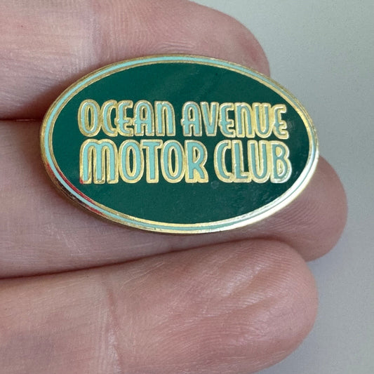 Vintage Ocean Avenue Motor Club Green Oval Pin