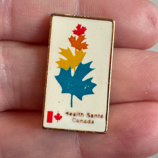 Vtg Health Canada Maple Leaf Stack Pin – Tricolor Leaves Design