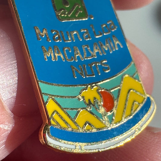 Vintage Mauna Loa Macadamia Nuts Enamel Lapel Pin Can Advertising