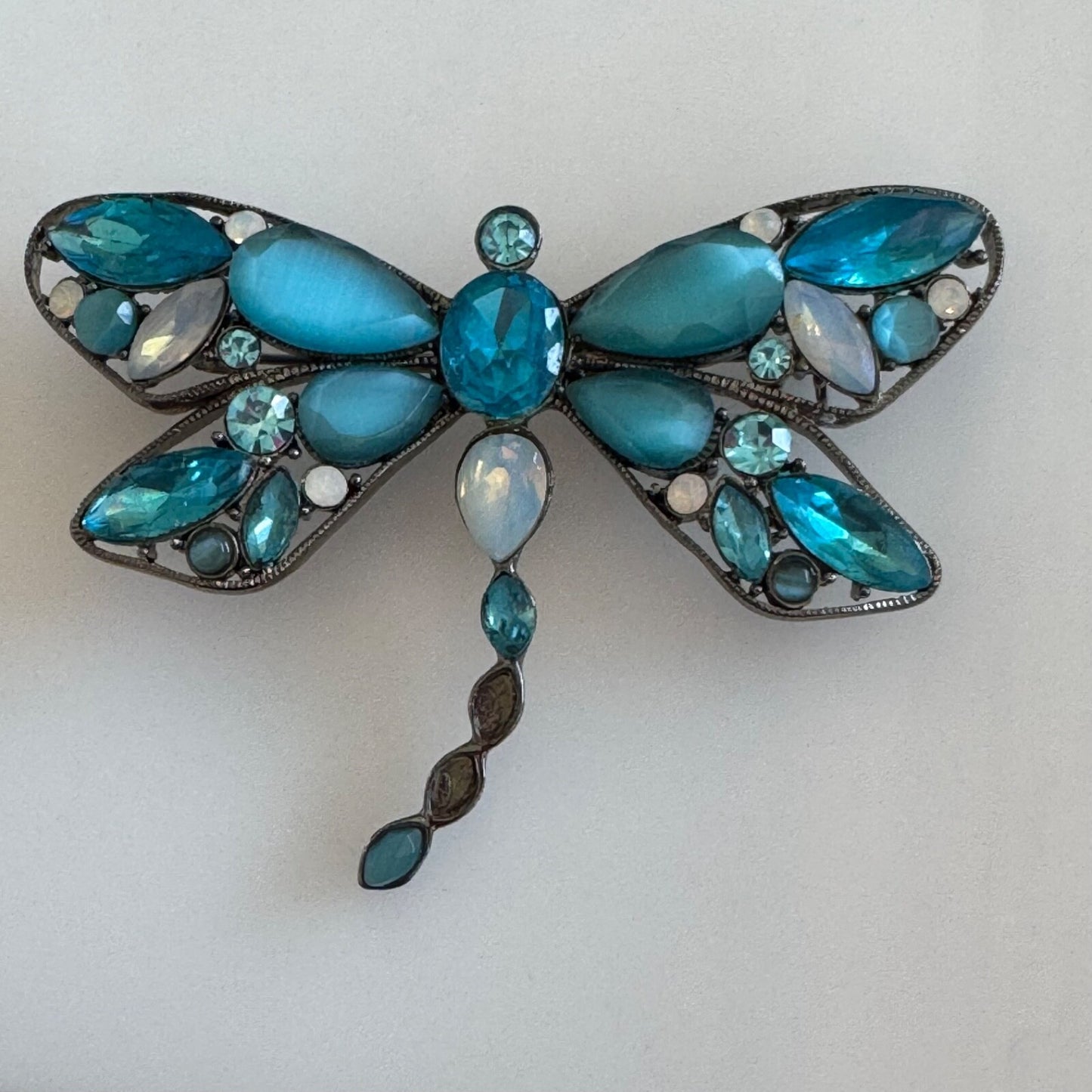 Vintage Monet Dragonfly Brooch Pin Blue Stones AS IS