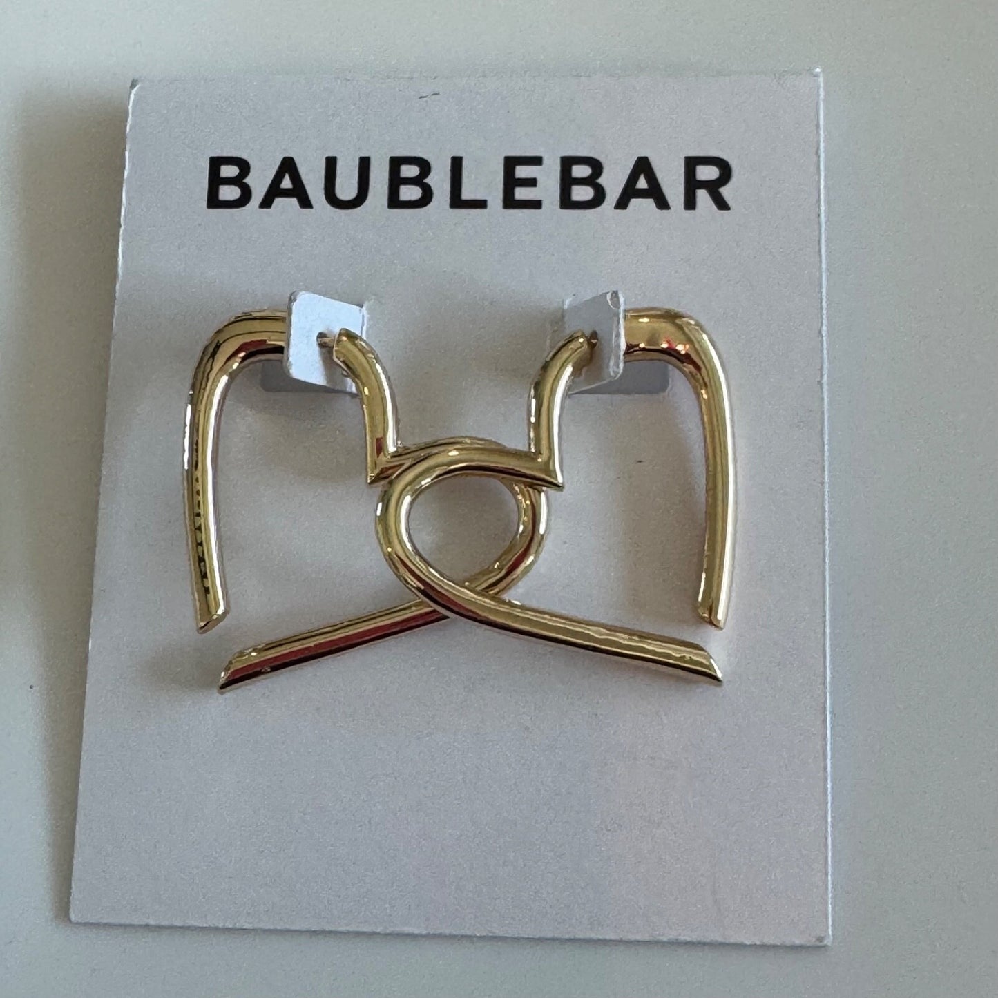 Bauble Bar Emory Open Heart Earrings Gold Tone New On Card Pierced $48