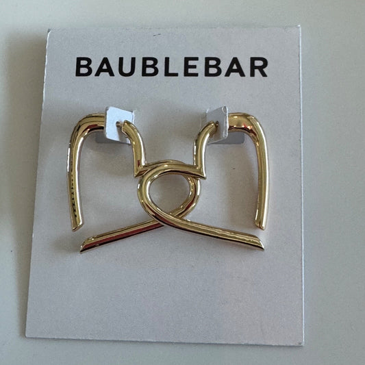 Bauble Bar Emory Open Heart Earrings Gold Tone New On Card Pierced $48