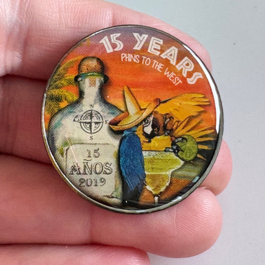 15 Years Phins to the West 2019 Margarita Parrot Lapel Pin RARE Trop Rock