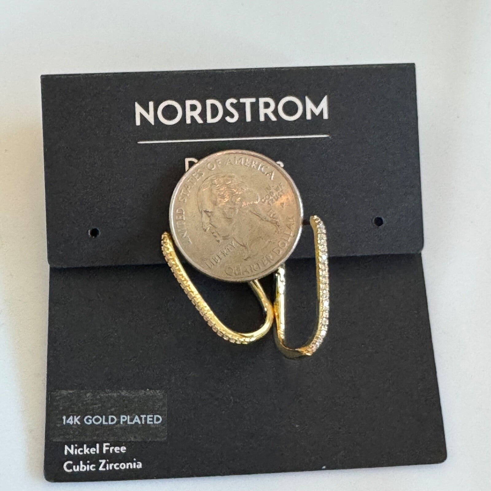 Nordstrom Gold Demi Fine Skinny Oval Hoop Earrings New On Card Pierced $50