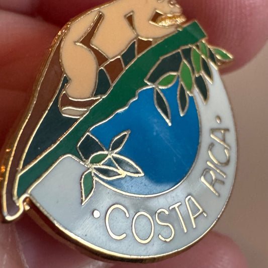 Vintage Costa Rica Sloth Souvenir Enamel Lapel Pin