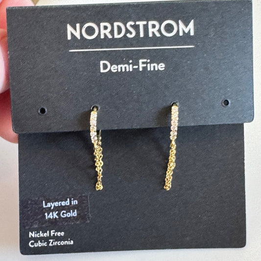 Nordstrom Chain Drop Huggie Hoop Earrings New On Card Pierced