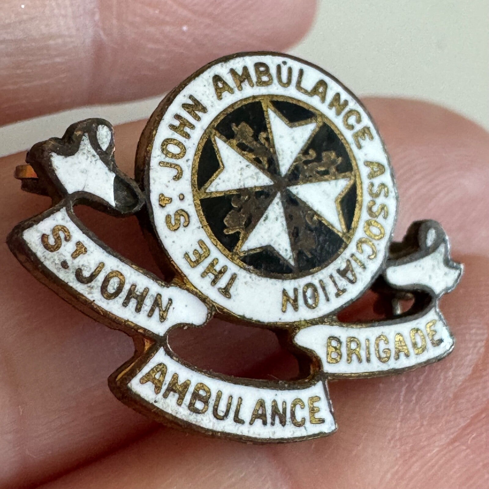 Antique WWI St. John Ambulance Association Ambulance Brigade Lapel Pin