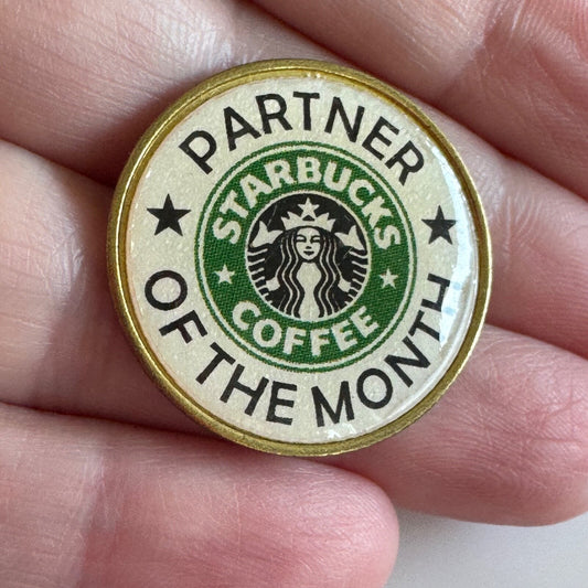 Vintage Starbucks Coffee Partner of the Month Lapel Pin RARE Made in USA