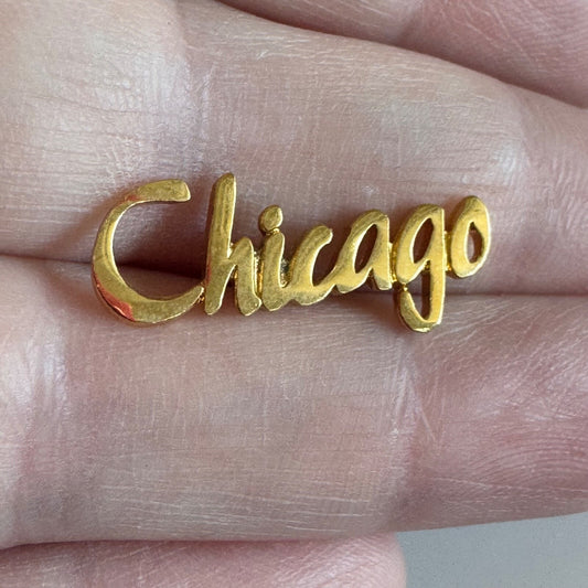 Vintage Gold Tone Chicago Illinois Lapel Pin Tie Tack