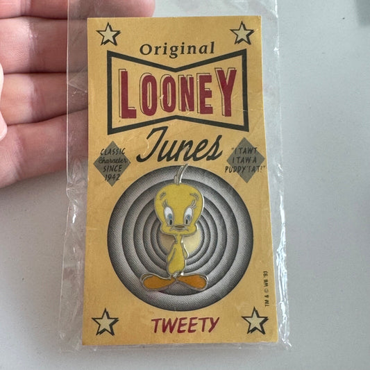 Vintage Looney Tunes Tweety Bird Lapel Pin New on Card