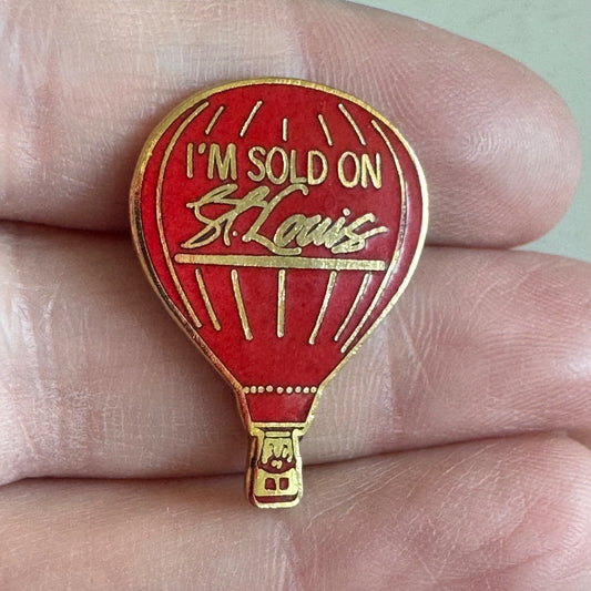 Vintage I'm Sold on St Louis Hot Air Balloon Lapel Pin Missouri St. Saint