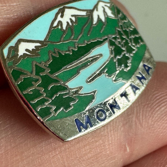 Vintage Montana Enamel Lapel Pin Souvenir Tourist Glacier National Park