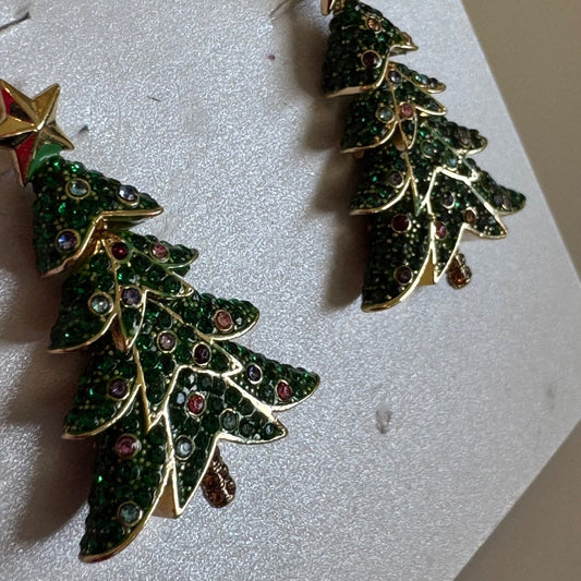 Baublebar Women's Gold Green Pine-ing For You Pavé Christmas Tree Drop Earrings