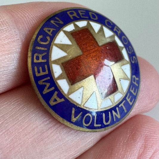 Vintage American Red Cross Volunteer Enamel Lapel Pin F Back