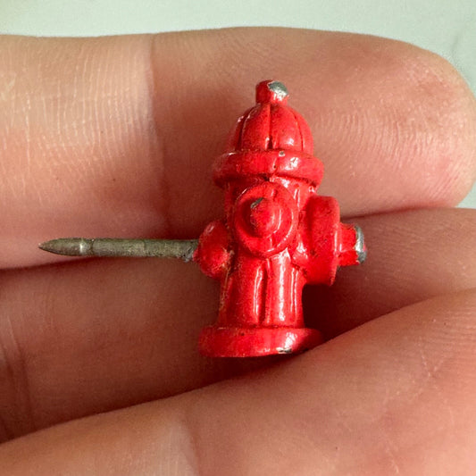 Vintage Red Fire Hydrant Pin Metal Miniature Toy Collectible