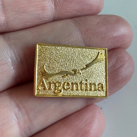 Vintage Argentina Andean Condor Gold Tone Souvenir Lapel Pin 