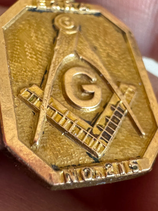 Antique 1925 Masonic Charm Pendant Ezra No. 215 Engraved
