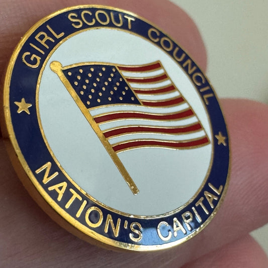 Vintage Girl Scout Council Nation's Capital Lapel Pin American Flag Pin Scouts