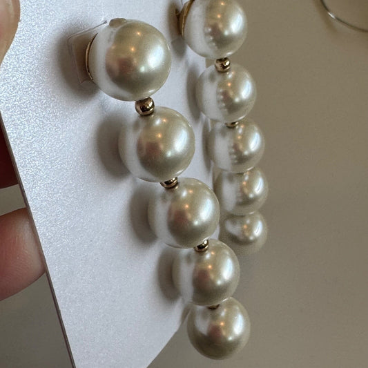 Bauble Bar BaubleBar Imitation Pearl Linear Drop Earrings New On Card Pierced