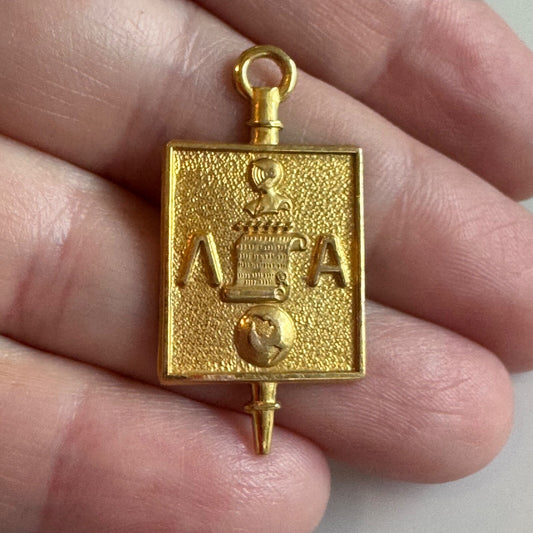 Vtg Lambda Alpha Anthropology Honor Society 1/10 10k Gold Fill Lapel Pin Key Fob