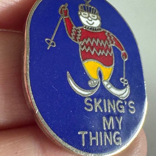 Sking's My Thing Enamel Pin – Winter Sport Snowman Badge Skiing's Ski