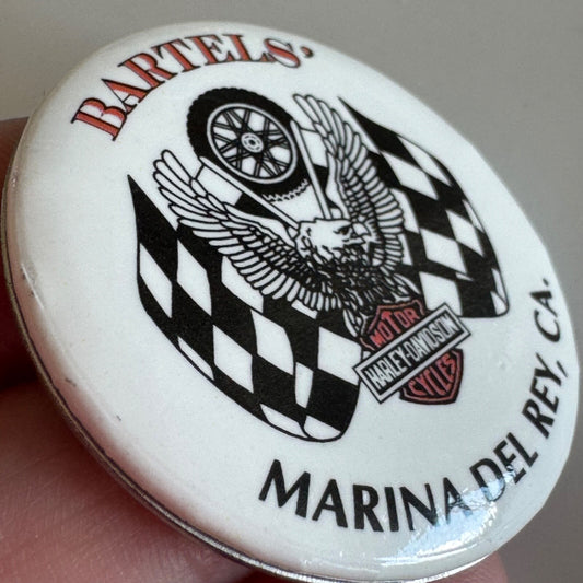 Vintage Bartels' Marina Del Rey Harley Davidson California Lapel Pin Button